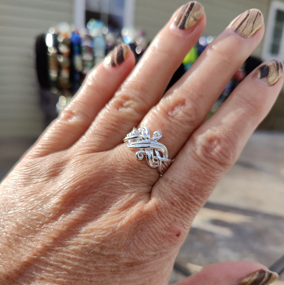 6-Band Infinity Puzzle Ring, 925 Sterling Silver, size 9 - Picture 3 of 8